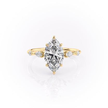 2 CT - 3 CT Marquise Cut Hidden Halo Cluster Moissanite Engagement Ring
