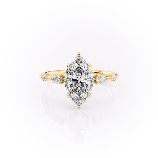 2 CT - 3 CT Marquise Cut Hidden Halo Cluster Moissanite Engagement Ring