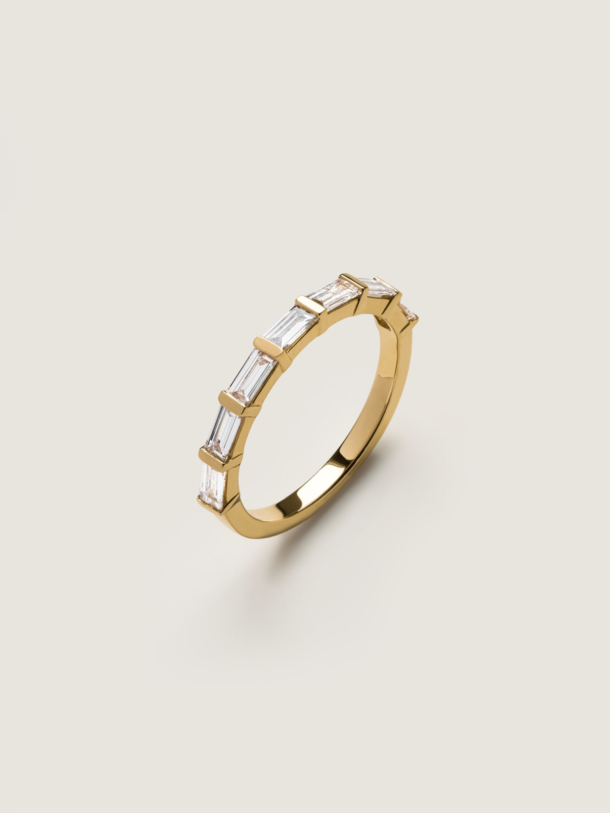 0.63 TCW Baguette CVD Diamond Half Eternity Wedding Band