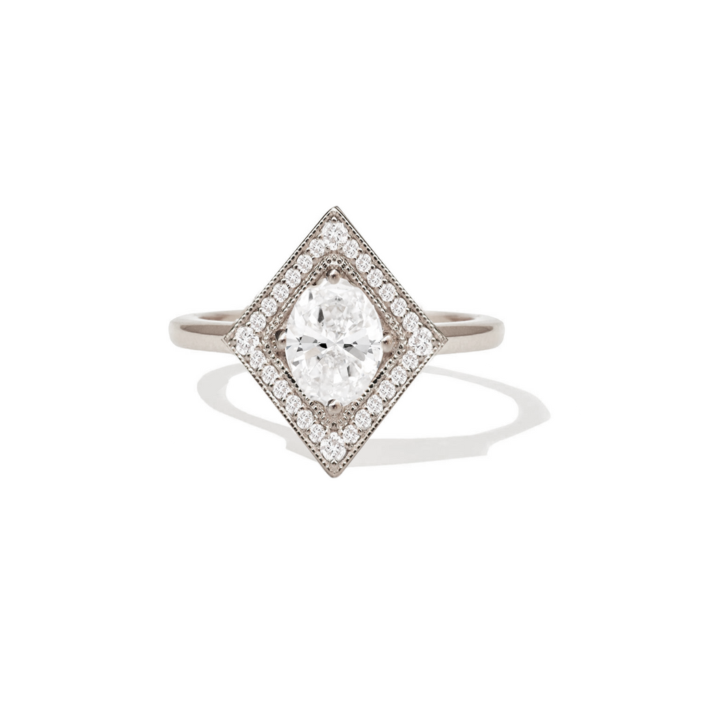 0.72 CT Oval Cut Moissanite Diamond Shape Mosaic Engagement Ring