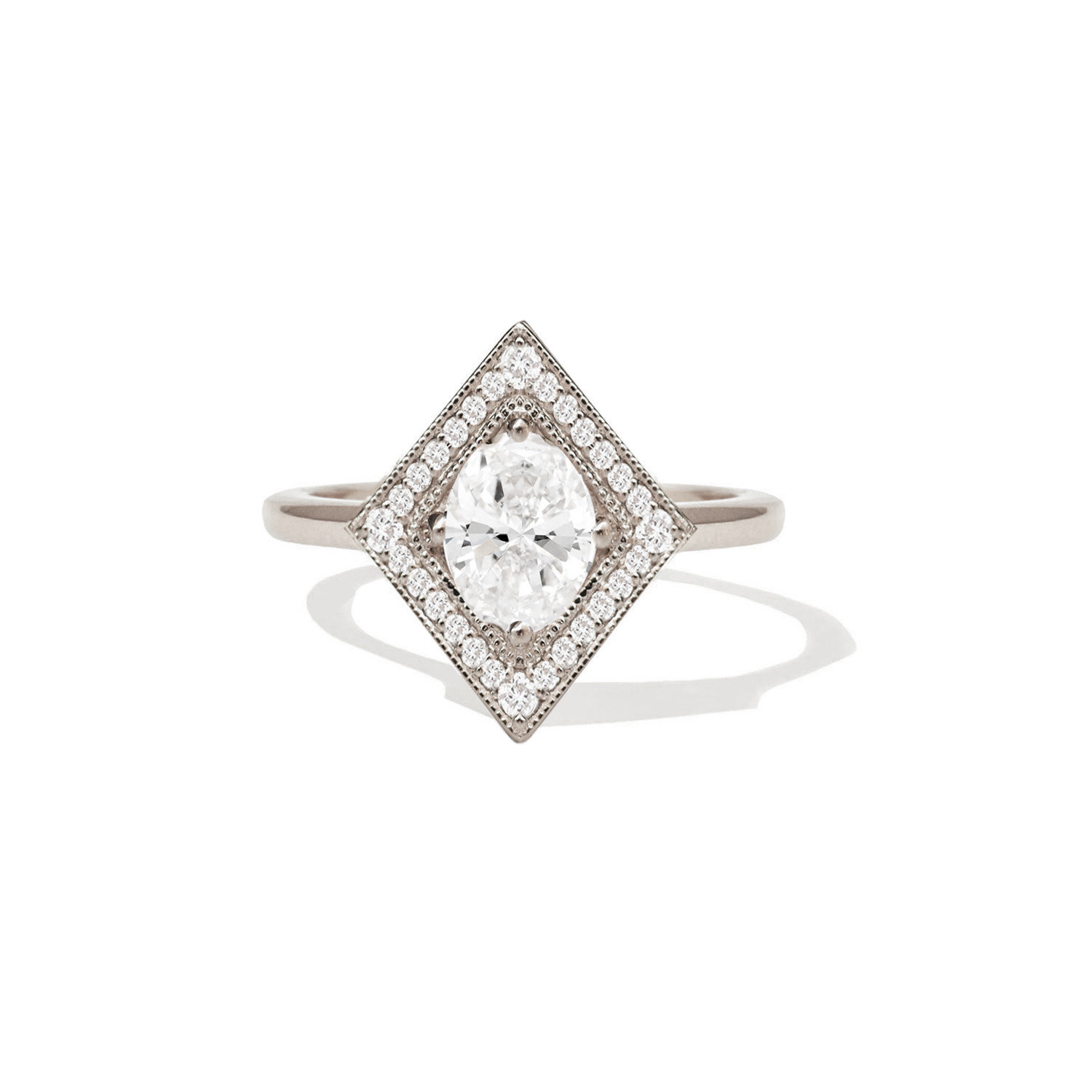 0.72 CT Oval Cut Moissanite Diamond Shape Mosaic Engagement Ring