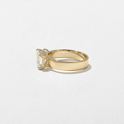 2.55 TCW Emerald & Round Cut Lab grown Diamond Two Stone Engagement Ring