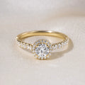 0.5 CT - 2 CT Round Cut Halo & Pave Style Moissanite Engagement Ring