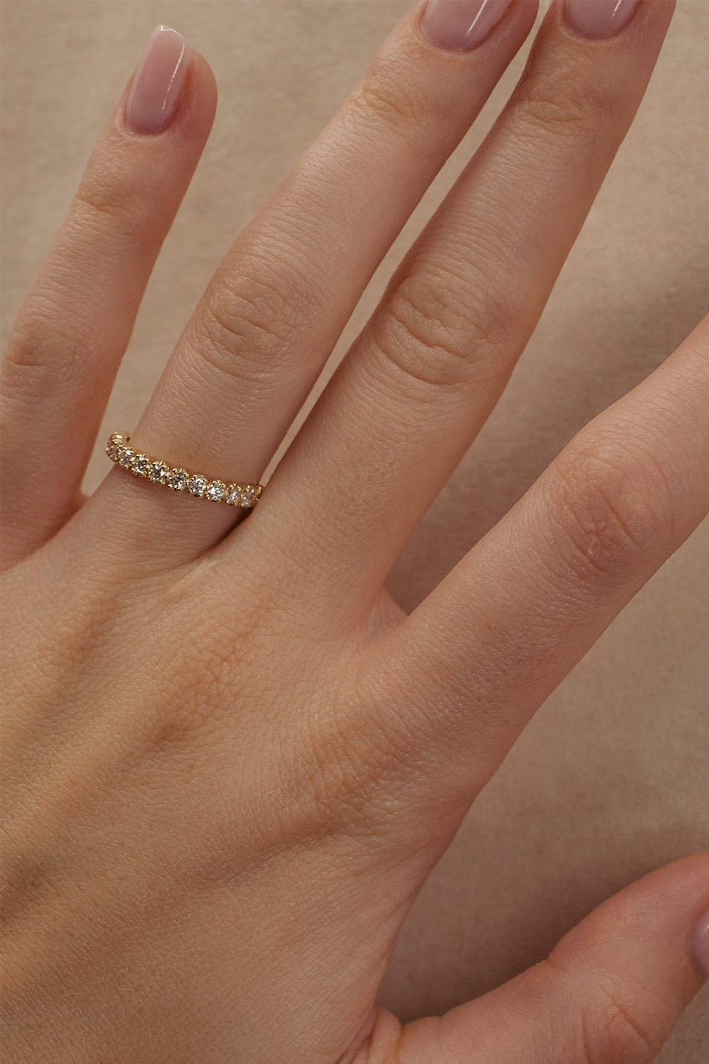 0.39 TCW Round Moissanite Half Eternity Wedding Band