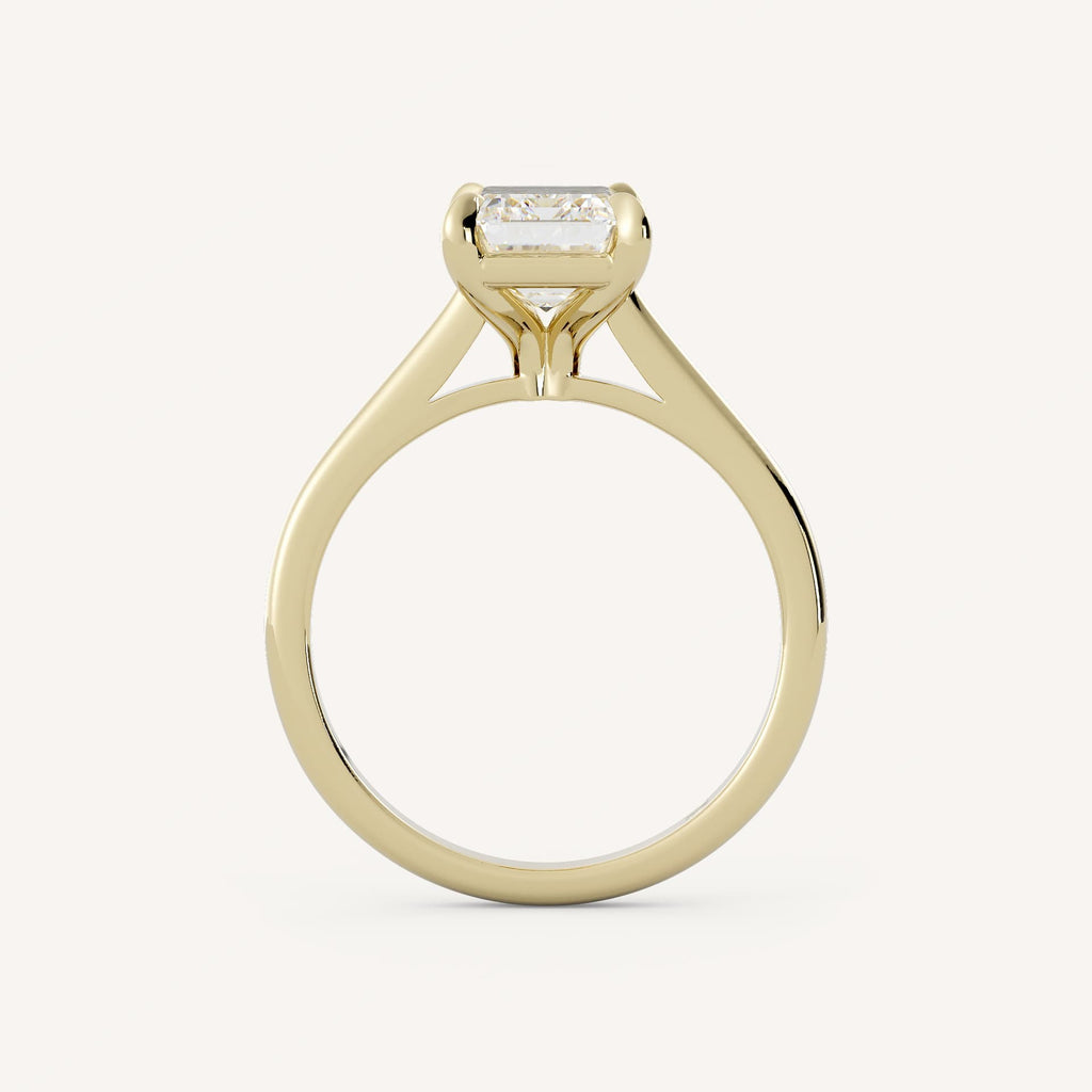1 CT - 3 CT Emerald Cut Lab grown Diamond Solitaire Cathedral Setting Engagement Ring