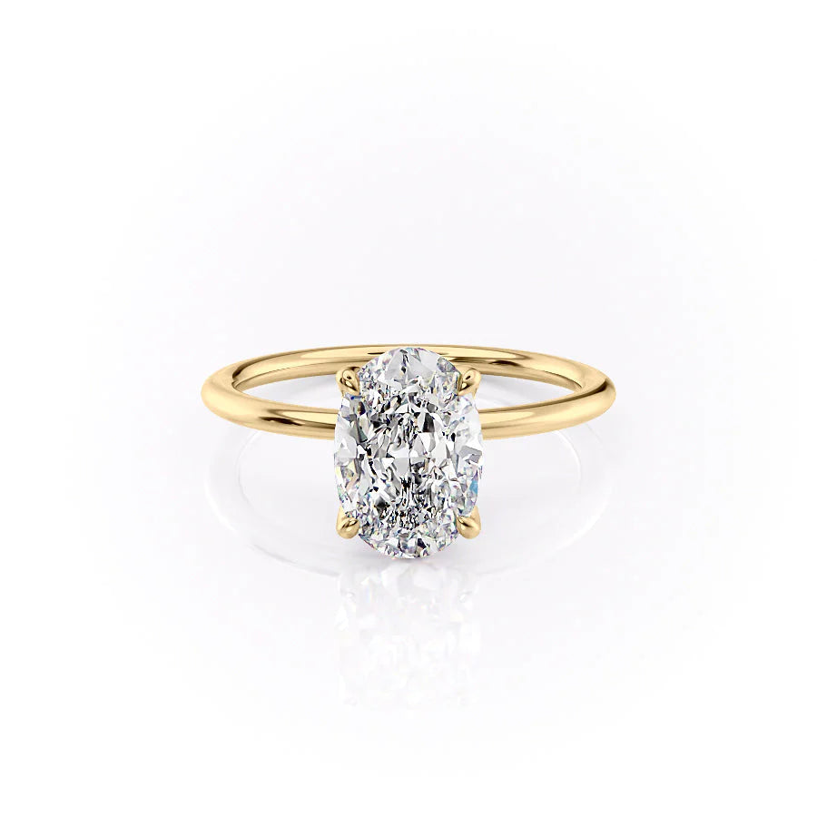 2.5 CT - 3.5 CT Oval Cut Petal Prong Pave Moissanite Engagement Ring