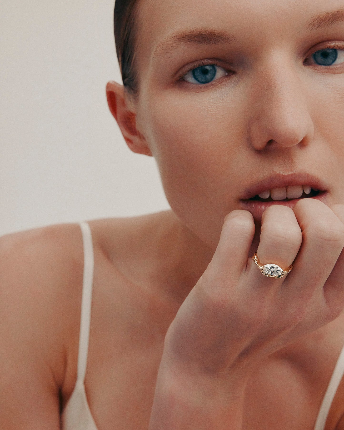 1.03 CT Marquise Cut Lab grown Diamond Sculptural Band Solitaire Engagement Ring