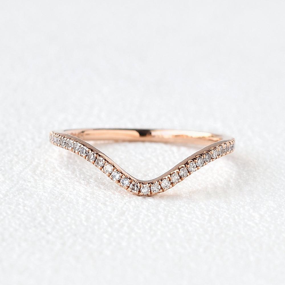 0.15 TCW Round Moissanite Half Eternity Curved Wedding Band