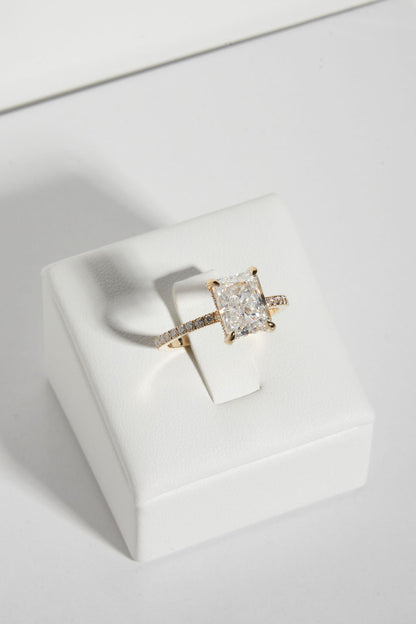 2 CT - 3 CT Radiant Cut Hidden Halo & Pave Moissanite Engagement Ring