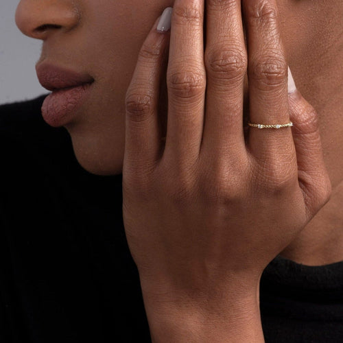 0.075 TCW Round Moissanite Dainty Style Unique Wedding Band