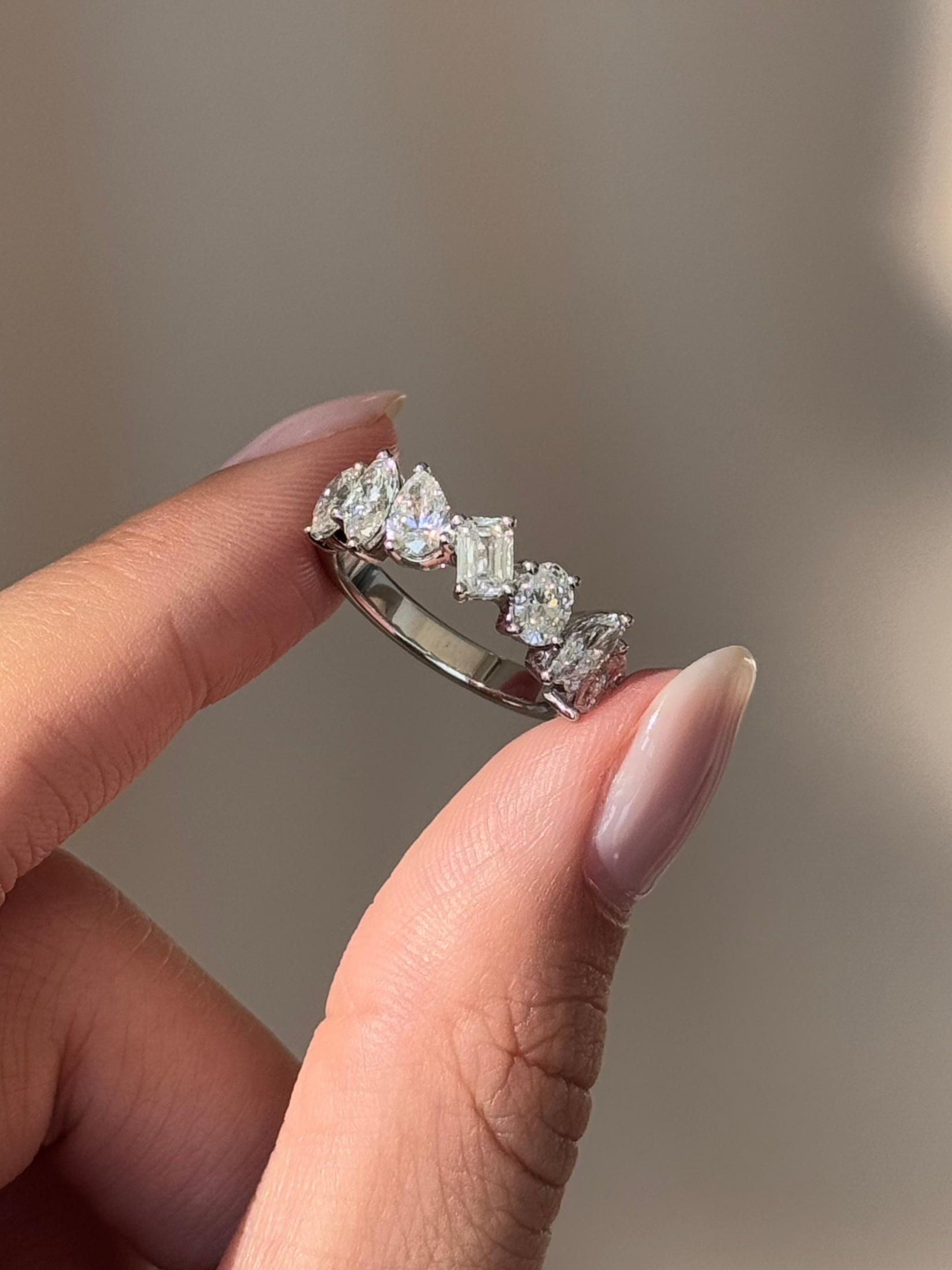 Mix Fancy CVD Diamond Half Eternity Wedding Band