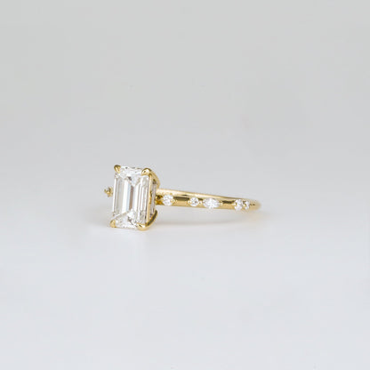 1.01 CT - 3.01 CT Emerald Cut Lab grown Diamond Side Stone Engagement Ring