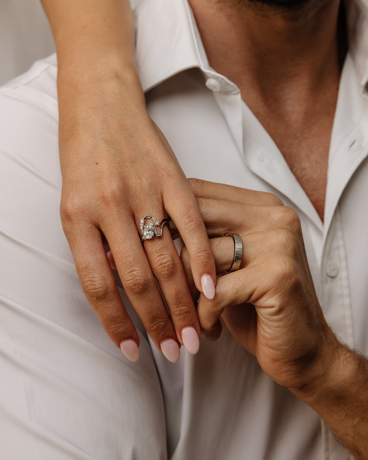 Straight Hammered Wedding Band For Men