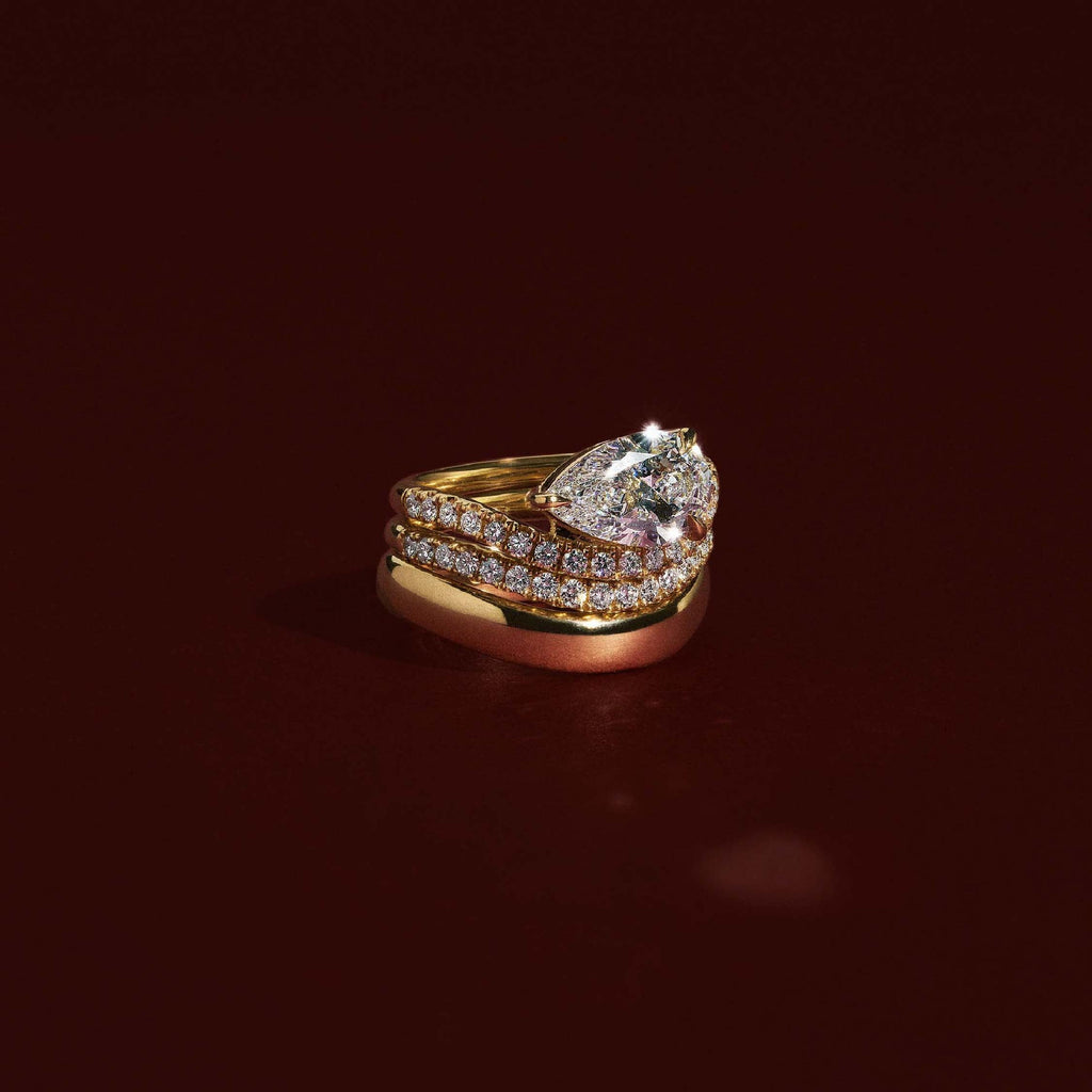 1 CT - 2 CT Pear Cut Floated Solitaire Moissanite Engagement Ring