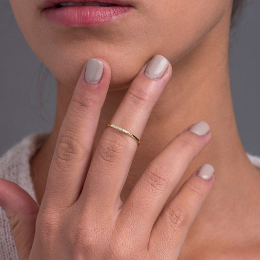 0.066 TCW Round Moissanite Thin Stacking Wedding Band