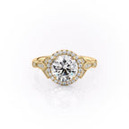 2 CT - 3 CT Round Cut Halo Art Deco Style Moissanite Engagement Ring