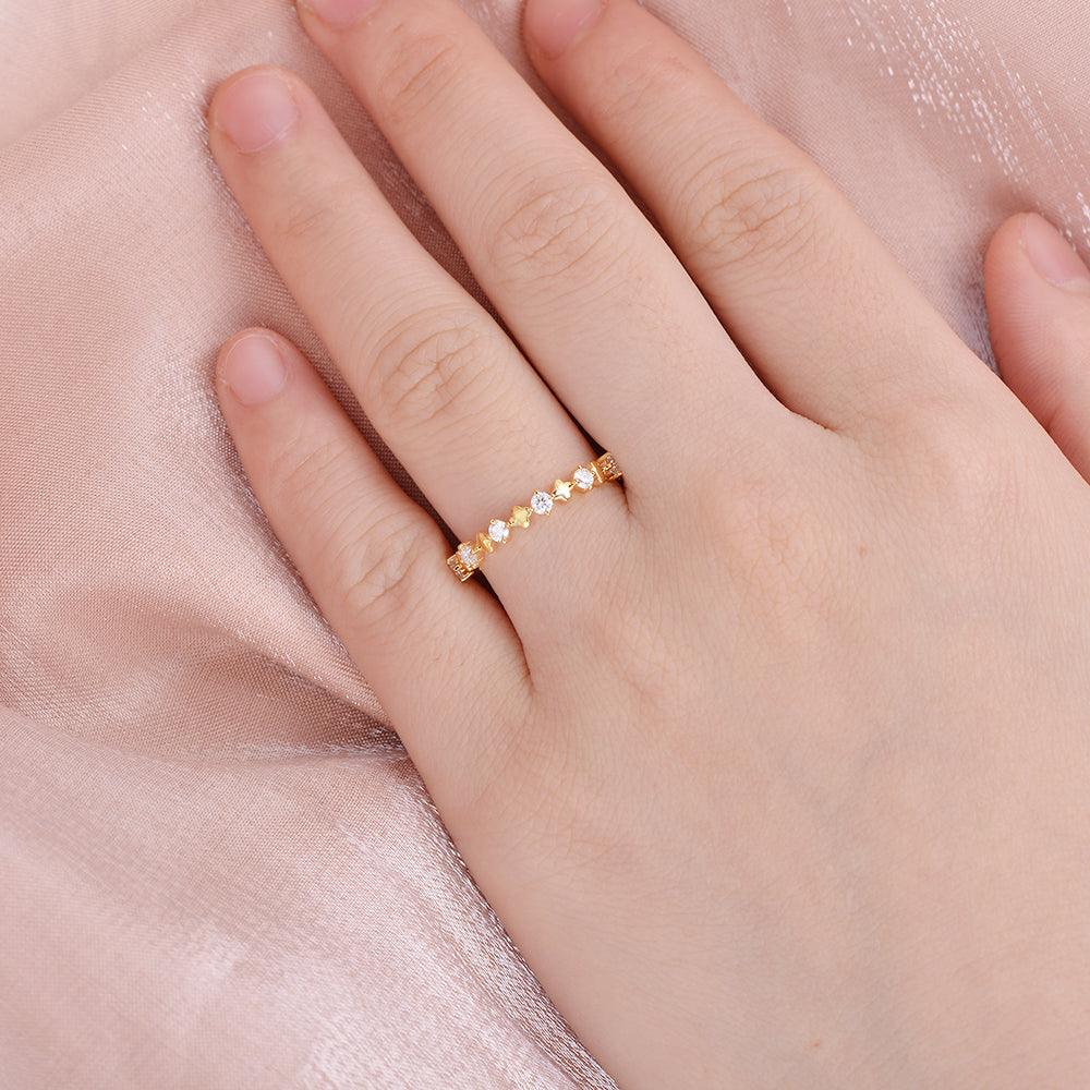 0.65 TCW Round Moissanite Flower Inspired Cluster Wedding Band