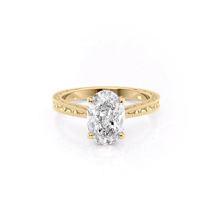 1.5 CT - 2.5 CT Oval Cut Hidden Halo Vintage Moissanite Engagement Ring