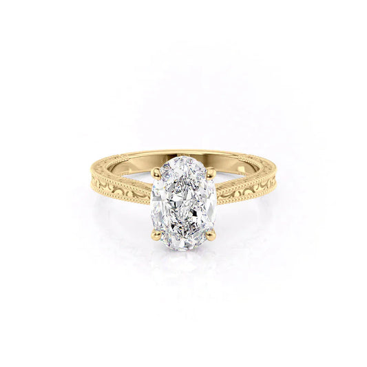 1.5 CT - 2.5 CT Oval Cut Hidden Halo Vintage Moissanite Engagement Ring