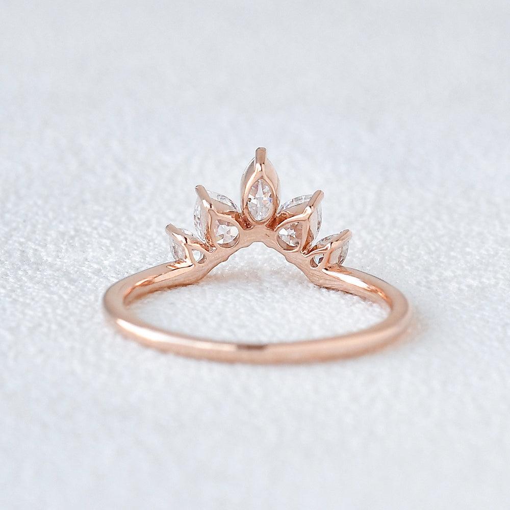 0.6 TCW Marquise Moissanite Curved Cluster Wedding Band
