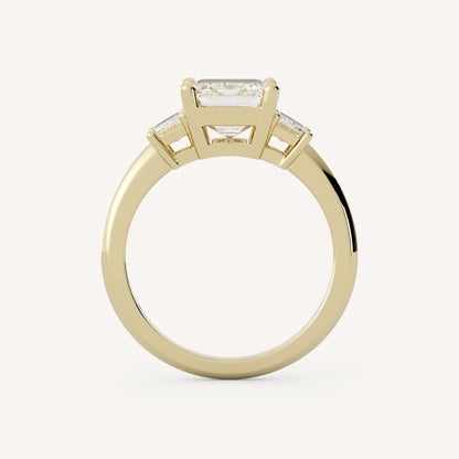 1.75 CT - 3 CT Emerald Cut Lab grown Diamond Three Stone Engagement Ring