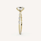 1 CT - 2 CT Oval Cut Lab grown Diamond Side Stones Engagement Ring