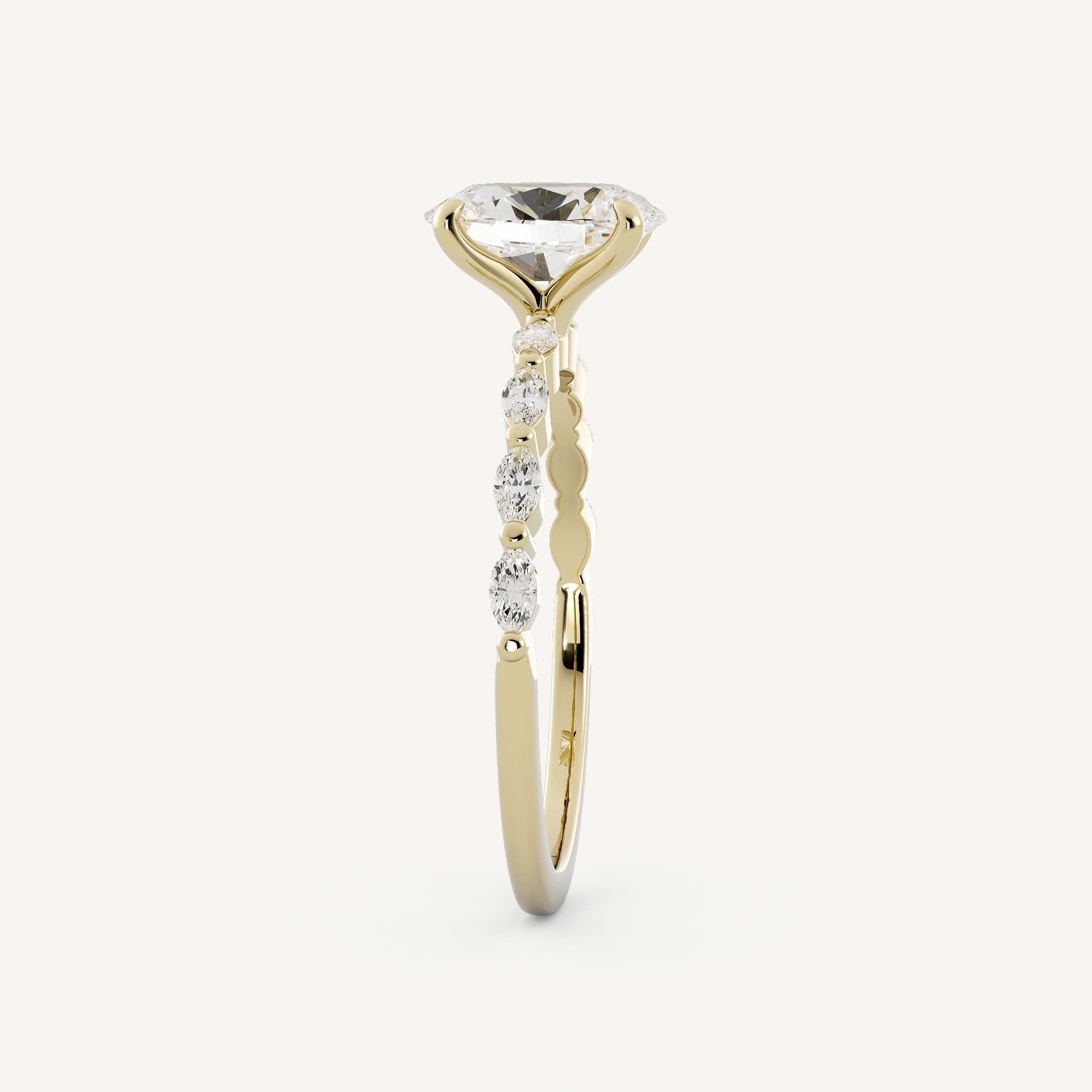1 CT - 2 CT Oval Cut Lab grown Diamond Side Stones Engagement Ring