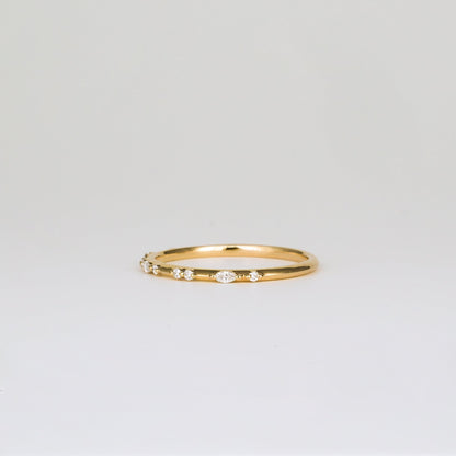 0.1 TCW Round & Marquise CVD Diamond Dainty Wedding Band