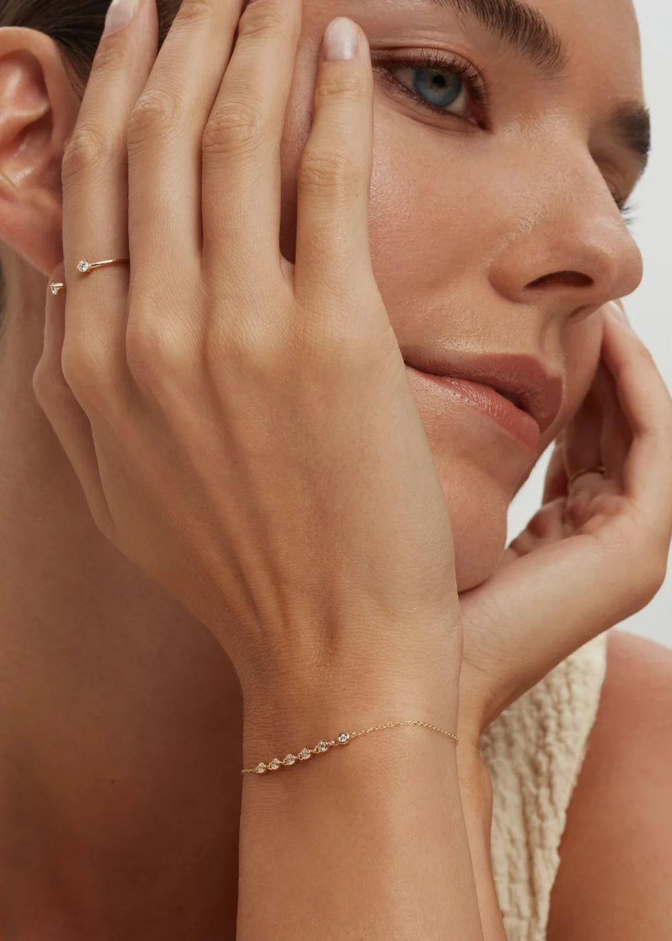 0.09 TCW Round Moissanite Open Cuff Wedding Band