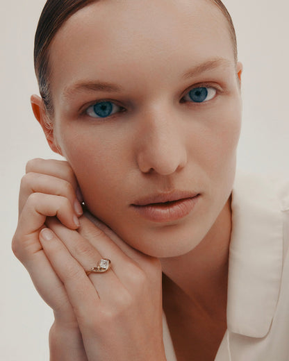 1.53 CT Asscher Cut Lab grown Diamond Sculptural Band Solitaire Engagement Ring