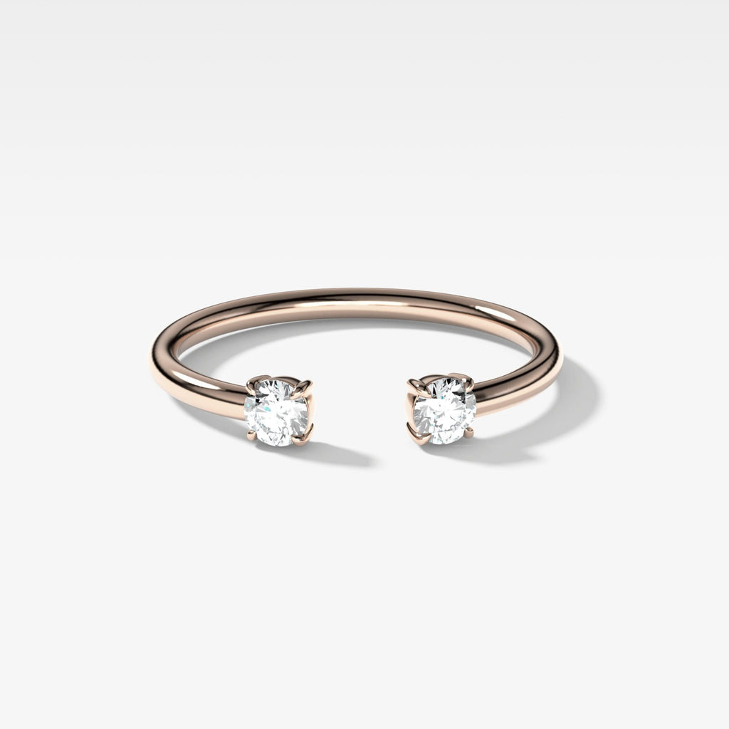 0.2 TCW Round CVD Diamond Claw Open Wedding Band
