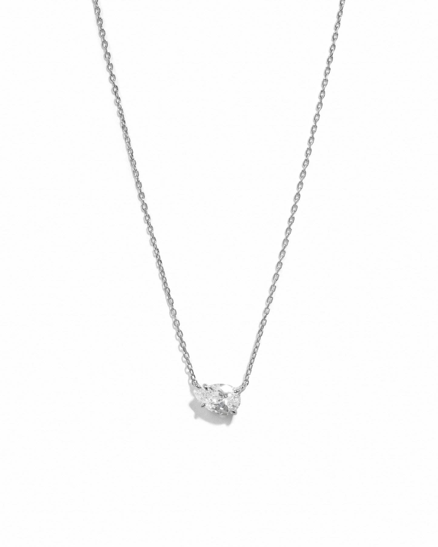 1.33 CT Pear Cut Moissanite Diamond Sideways Solitaire Pendant Necklace