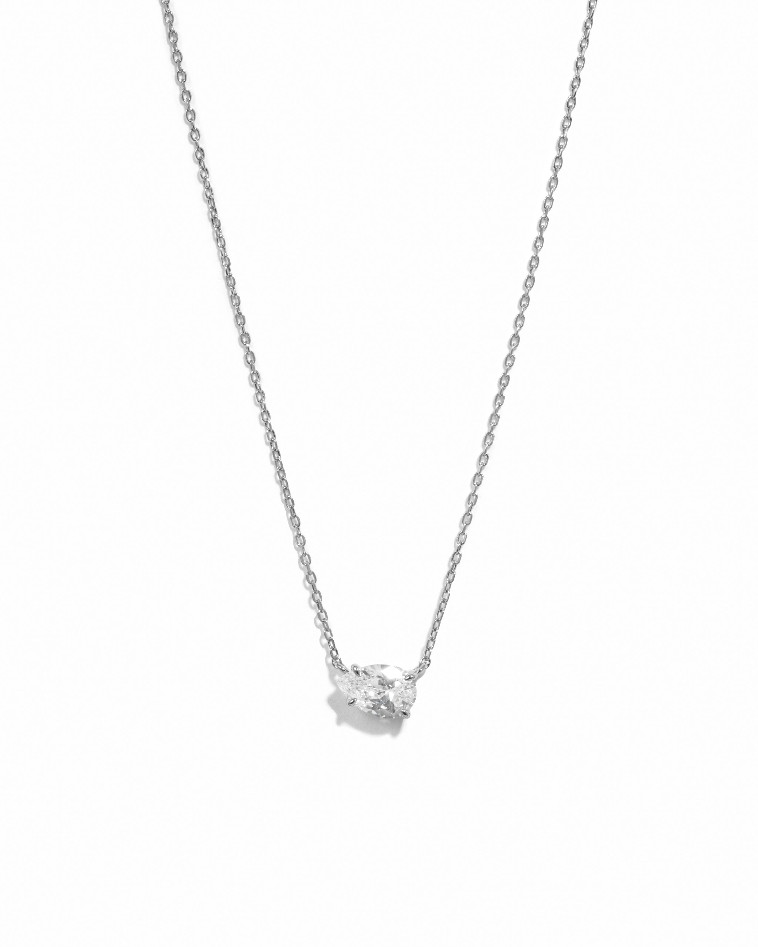 1.33 CT Pear Cut Moissanite Diamond Sideways Solitaire Pendant Necklace