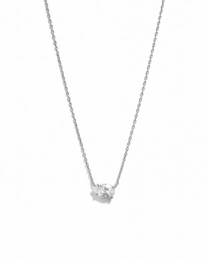 1.33 CT Pear Cut Moissanite Diamond Sideways Solitaire Pendant Necklace