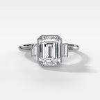2 CT - 3 CT Emerald Cut Lab grown Diamond Three Stone Engagement Ring