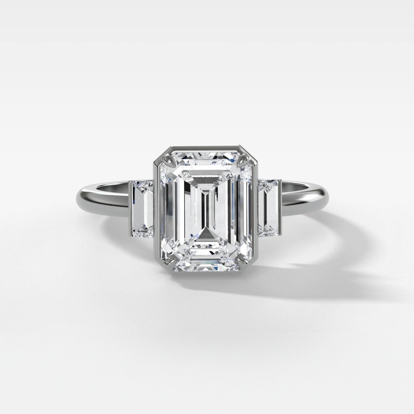 2 CT - 3 CT Emerald Cut Lab grown Diamond Three Stone Engagement Ring