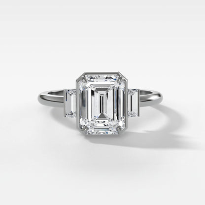 2 CT - 3 CT Emerald Cut Lab grown Diamond Three Stone Engagement Ring