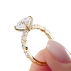 2 CT Oval Cut Dainty Pave Moissanite Engagement Ring