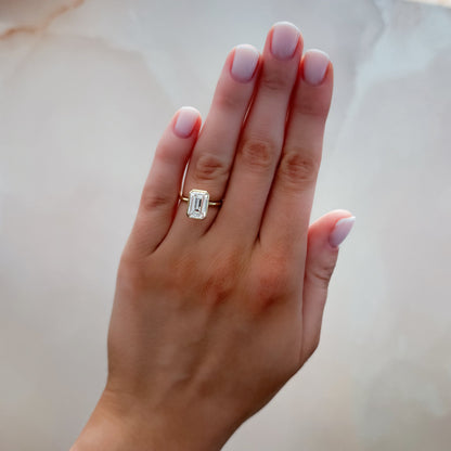 2 CT - 4 CT Emerald Cut Lab grown Diamond Solitaire Bezel Setting Engagement Ring