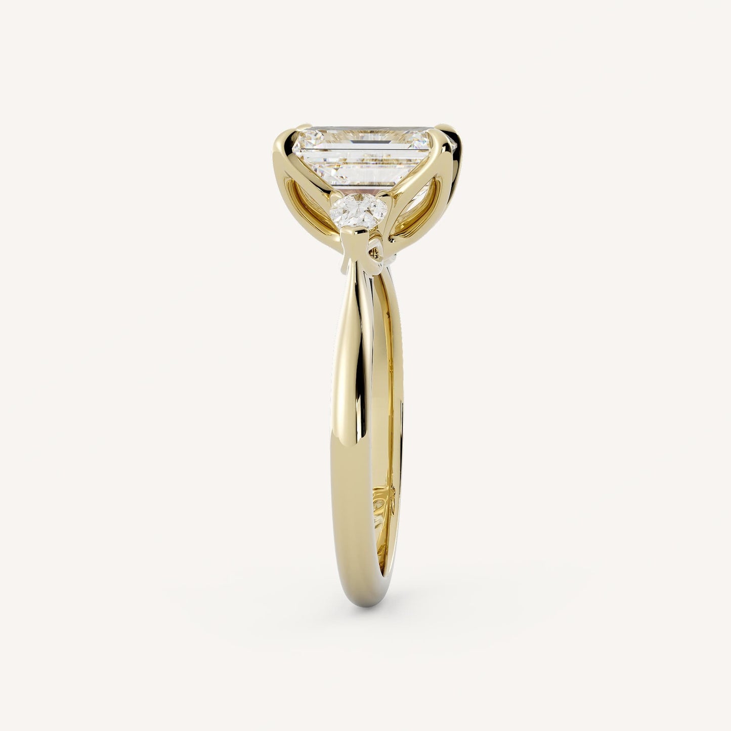 1.82 CT - 2.82 CT Emerald Cut Lab grown Diamond Three Stone Engagement Ring