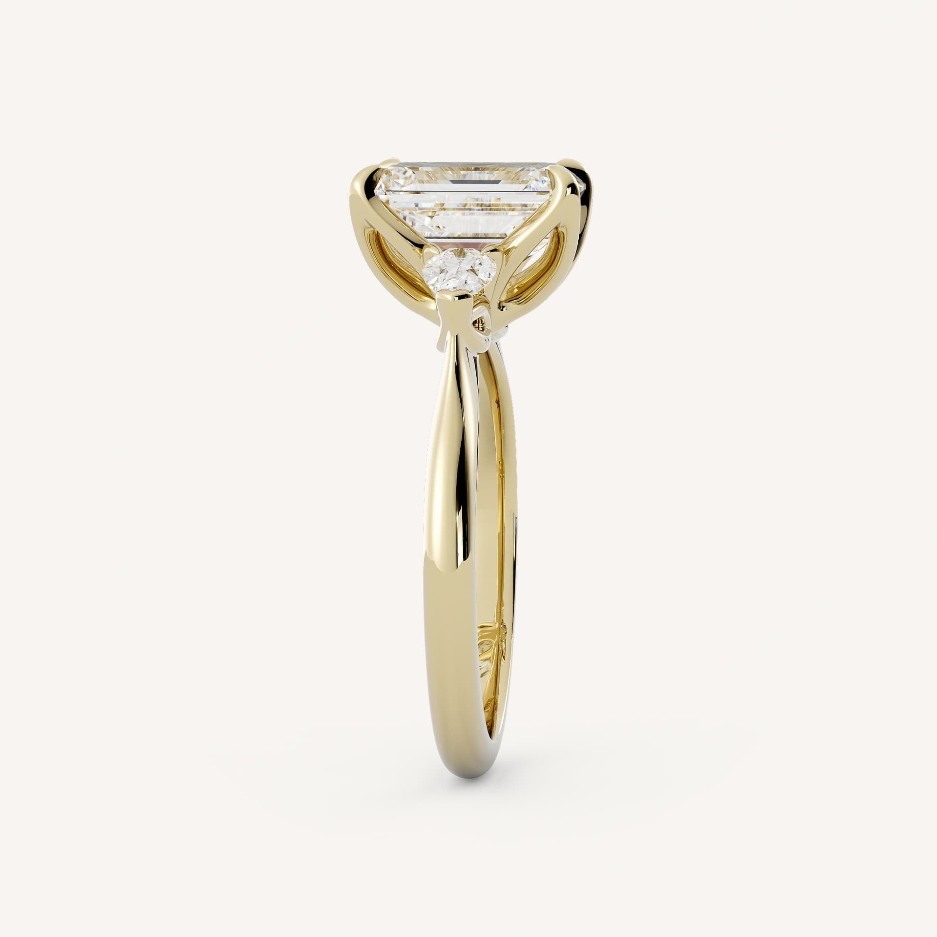 1.82 CT - 2.82 CT Emerald Cut Lab grown Diamond Three Stone Engagement Ring