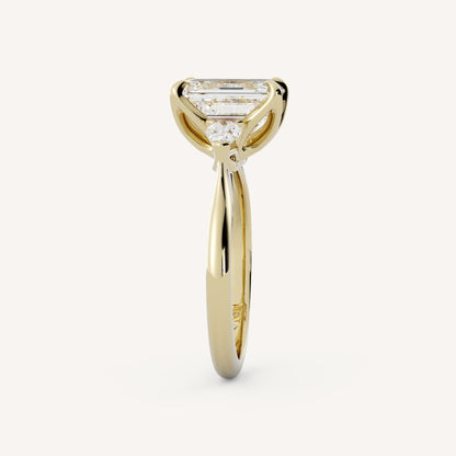 1.82 CT - 2.82 CT Emerald Cut Lab grown Diamond Three Stone Engagement Ring