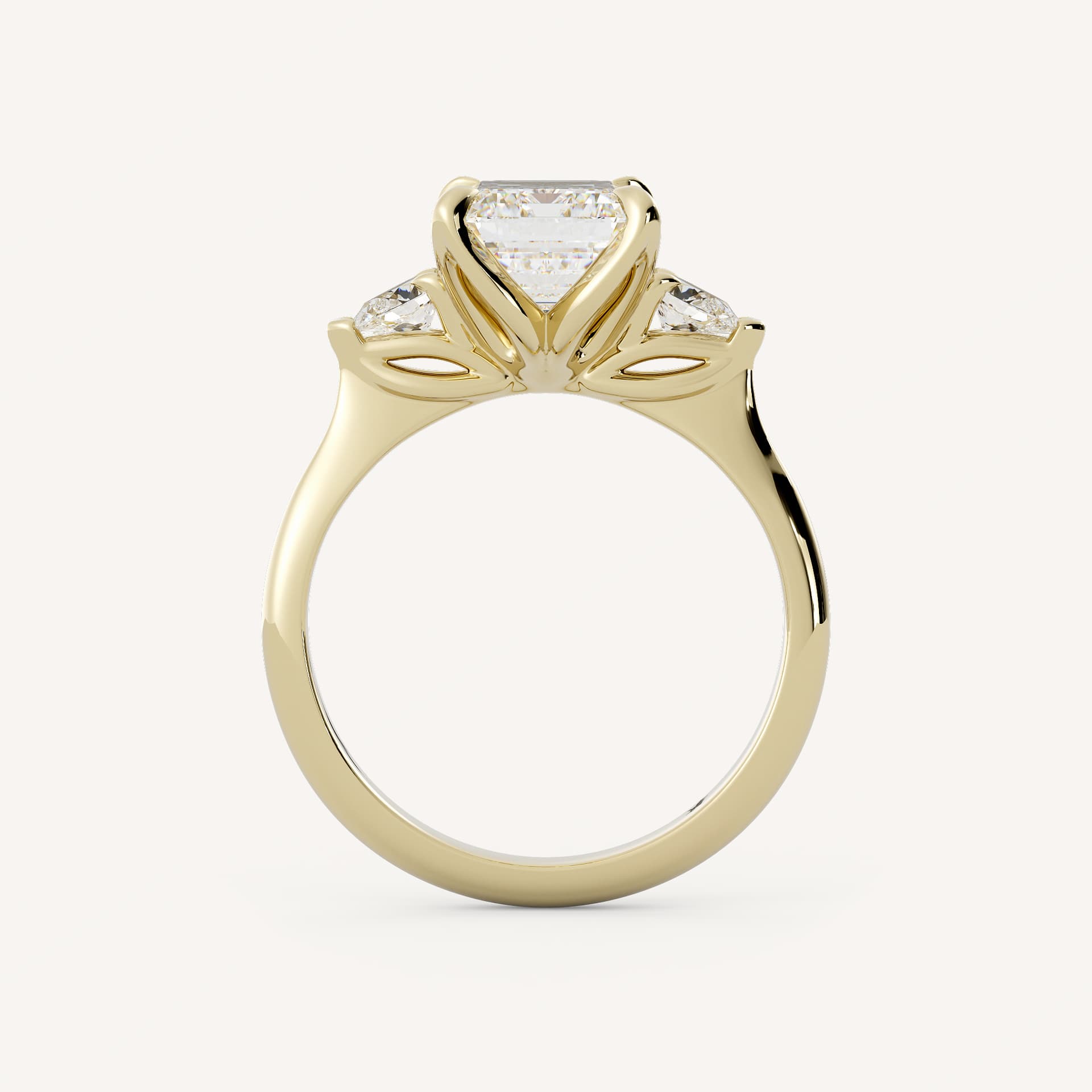 3.7 TCW Oval & Asscher Cut Lab grown Diamond Two Stone Engagement Ring