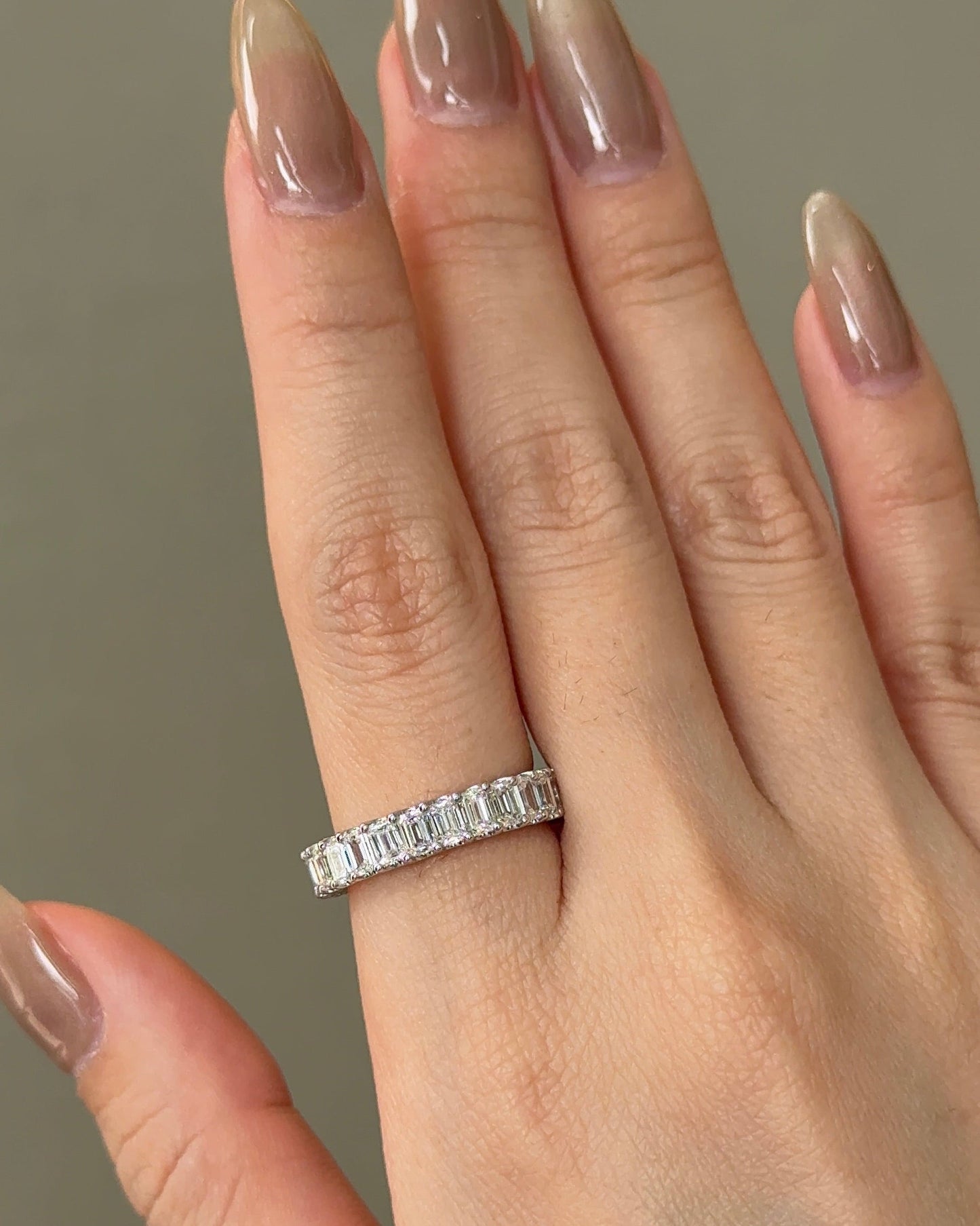 3.72 TCW Emerald CVD Diamond Full Eternity Wedding Band