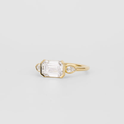 1.75 CT - 3.75 CT Emerald Cut Lab grown Diamond Three Stone Engagement Ring