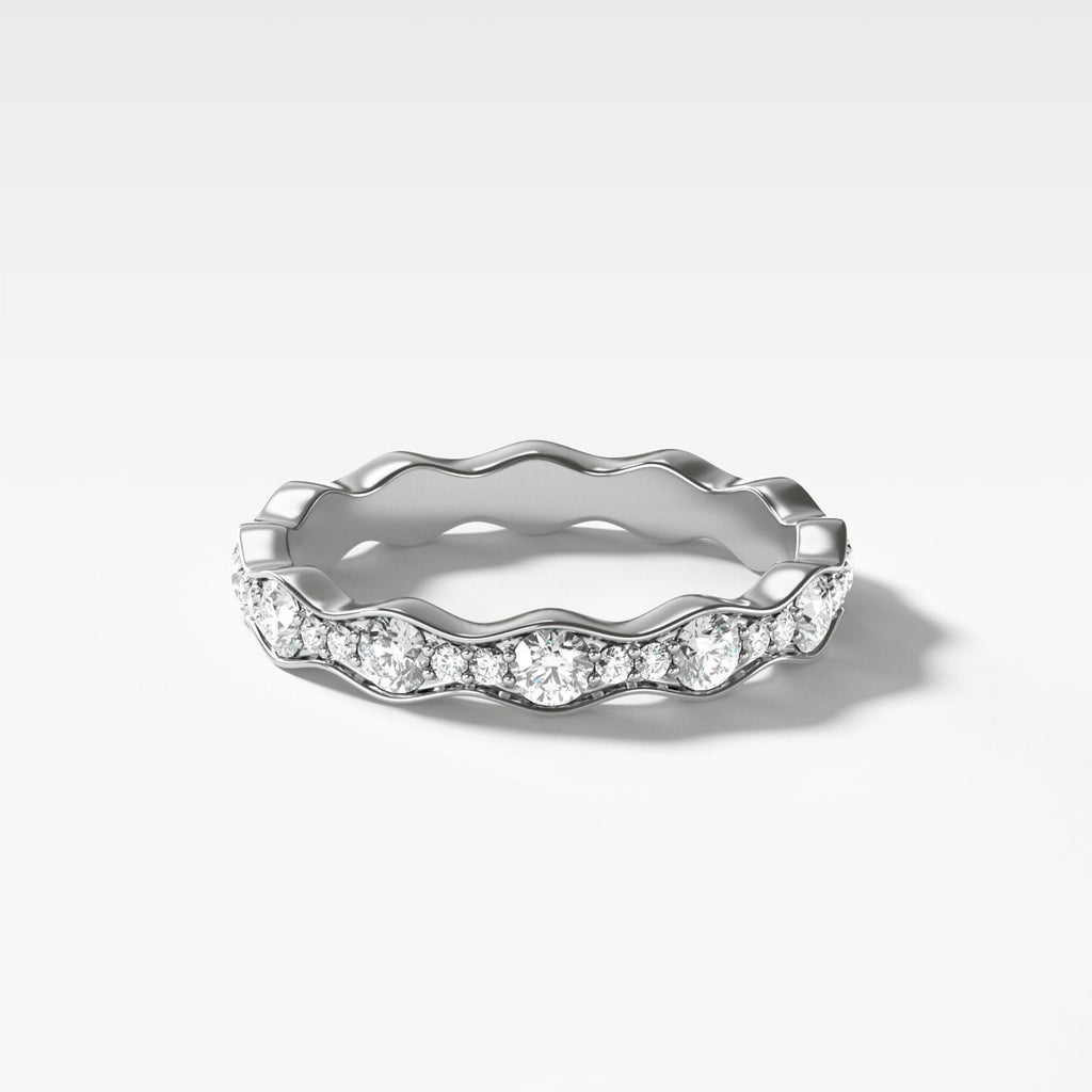 0.55 TCW Round CVD Diamond Pave Ripple Wedding Band