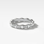 0.55 TCW Round CVD Diamond Pave Ripple Wedding Band