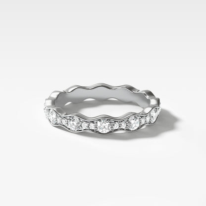 0.55 TCW Round CVD Diamond Pave Ripple Wedding Band