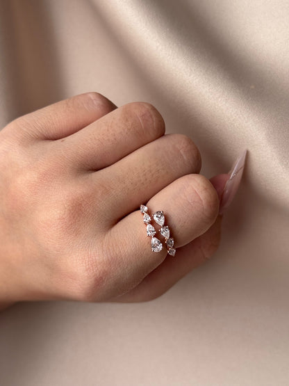 0.99 TCW Pear CVD Diamond Open Wedding Band