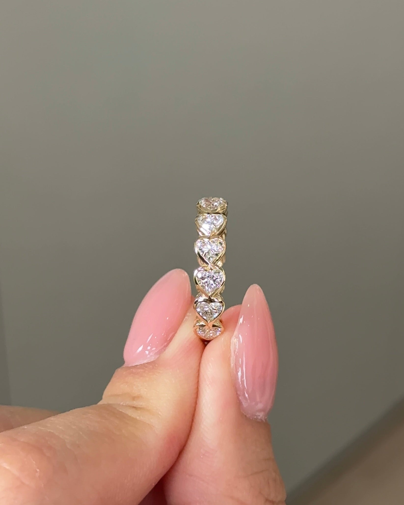 1.7 TCW Heart CVD Diamond Half Eternity with Bezel Wedding Band